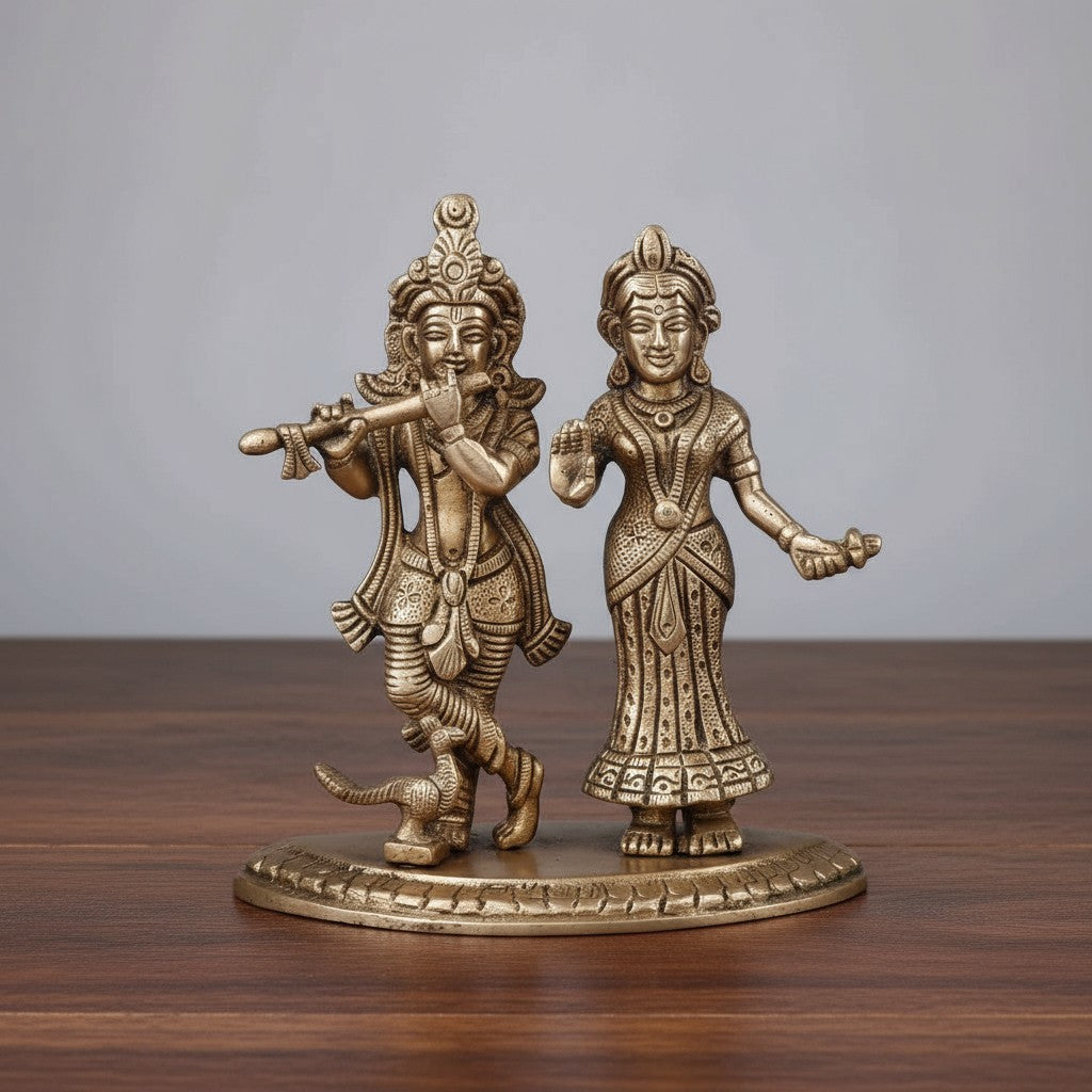 brass radha krishan statue for home temple/ gift item